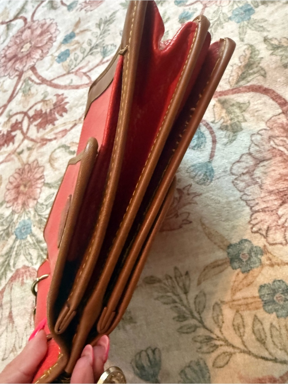 Dooney & Bourke Red and Brown Leather Messenger Bag - Picture 7 of 15